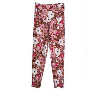 Offline by Aerie Hi Rise 7/8 Crossover Waistband Leggings Pink Floral Med Short